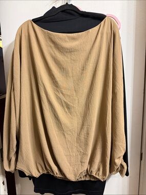 ODDY Tan Draped Front Blouse